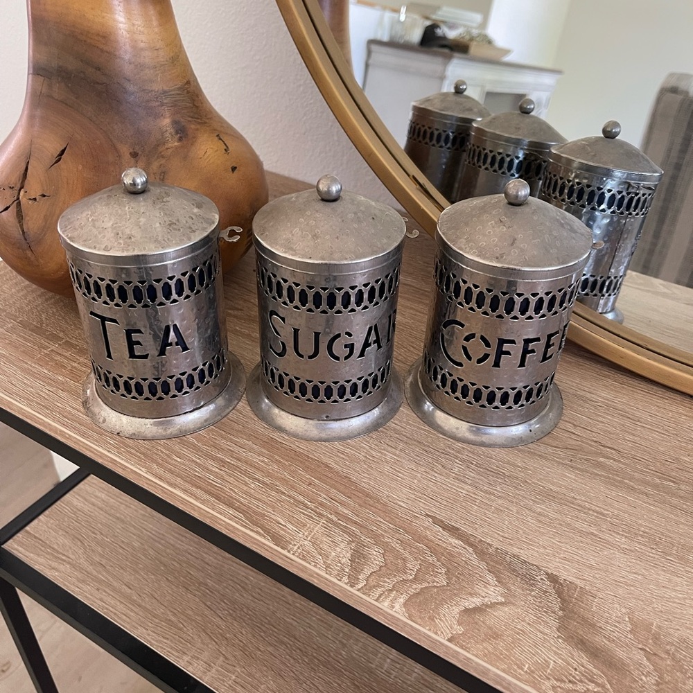 Silver Plated Vintage Tea, Sugar and Coffee Canisters